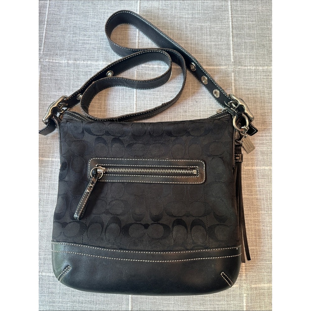 Coach 9362 Signature Slim Duffle Bag Black Tassel Crossbody Y2K Vintage 2004